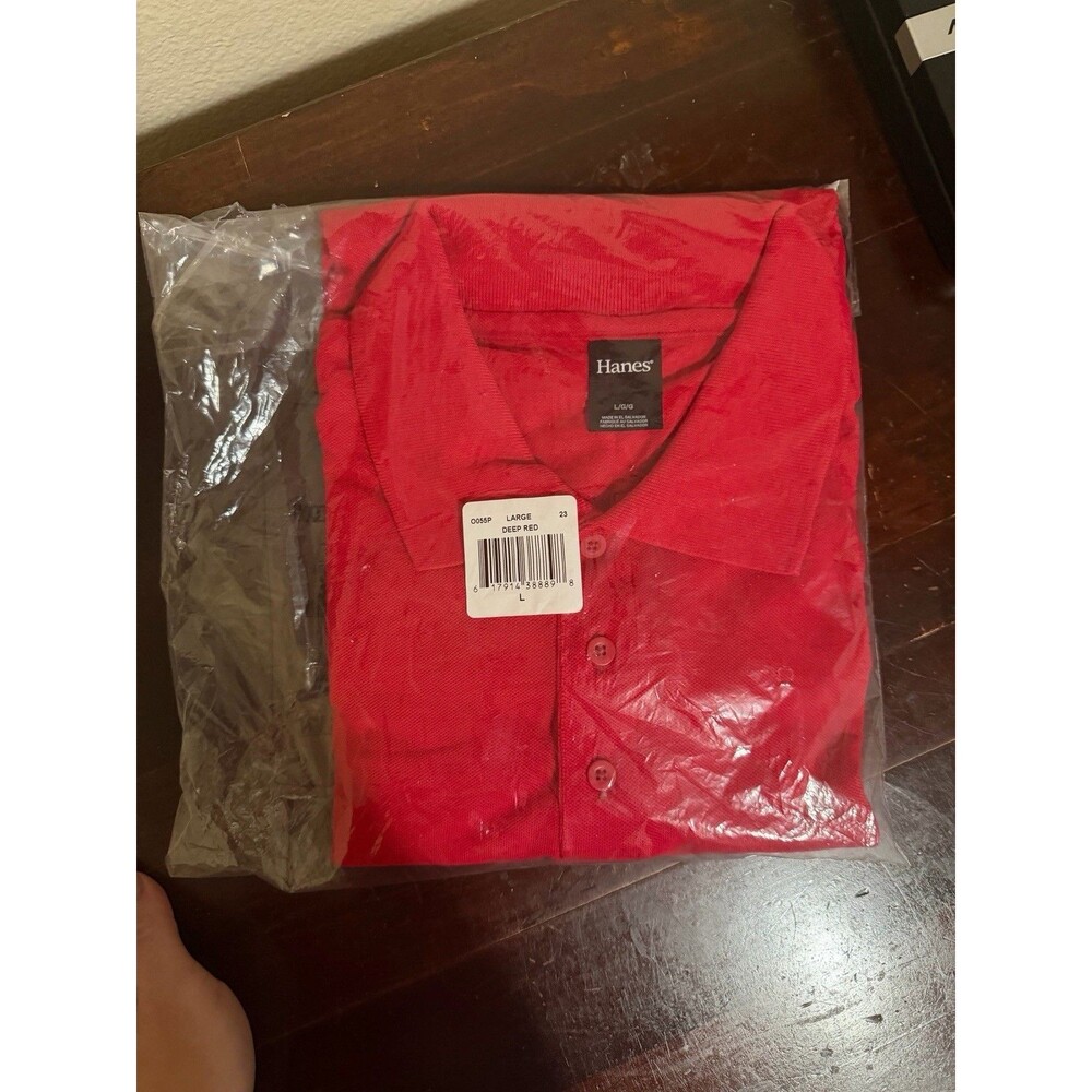 Men’s Hanes Deep Red Polo Size Large NWT